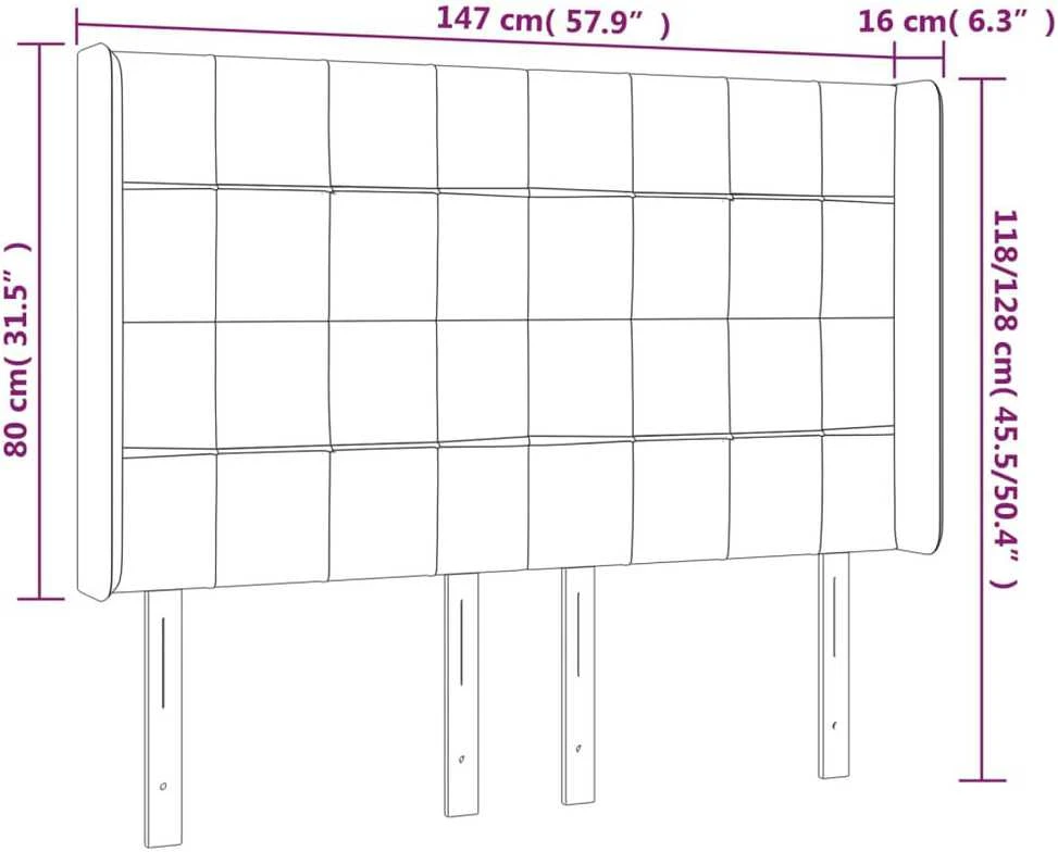 Galvūgalis su LED, šviesiai pilkas, 147x16x118/128cm, audinys