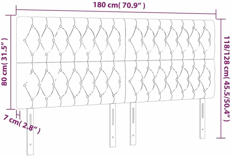 Galvūgalis su LED, šviesiai pilkas, 180x7x118/128cm, audinys