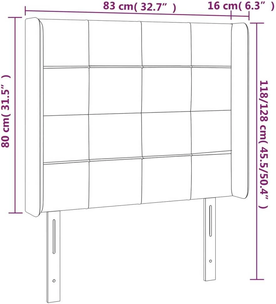 Galvūgalis su LED, šviesiai pilkas, 83x16x118/128cm, audinys