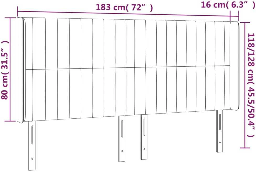 Galvūgalis su LED, tamsiai mėlynas, 183x16x118/128cm, aksomas