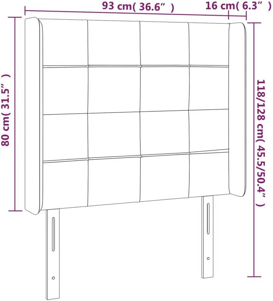 Galvūgalis su LED, tamsiai mėlynas, 93x16x118/128cm, aksomas