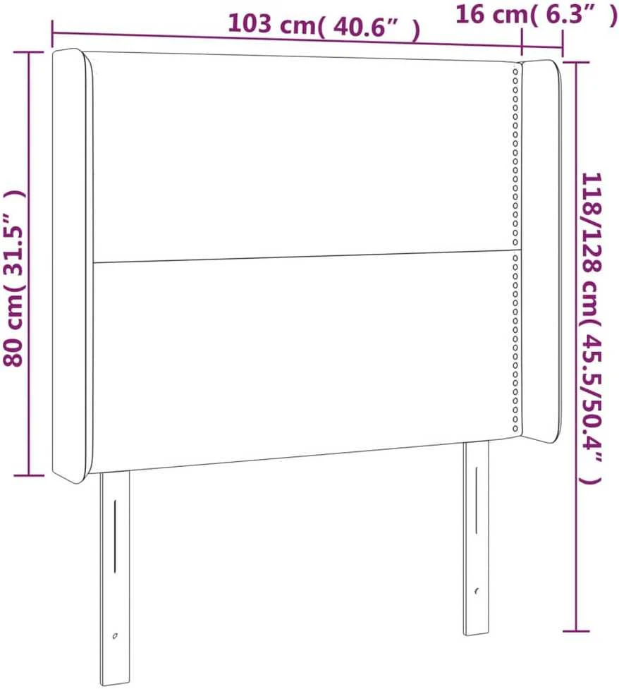 Galvūgalis su LED, tamsiai pilkas, 103x16x118/128cm, audinys