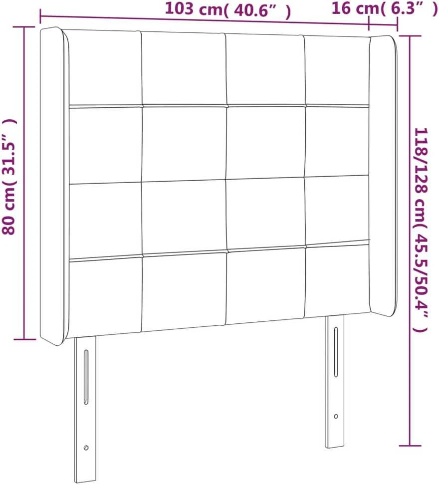 Galvūgalis su LED, tamsiai pilkas, 103x16x118/128cm, aksomas
