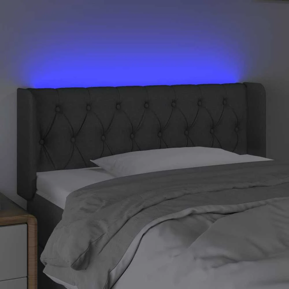 Galvūgalis su LED, tamsiai pilkas, 103x16x78/88cm, audinys