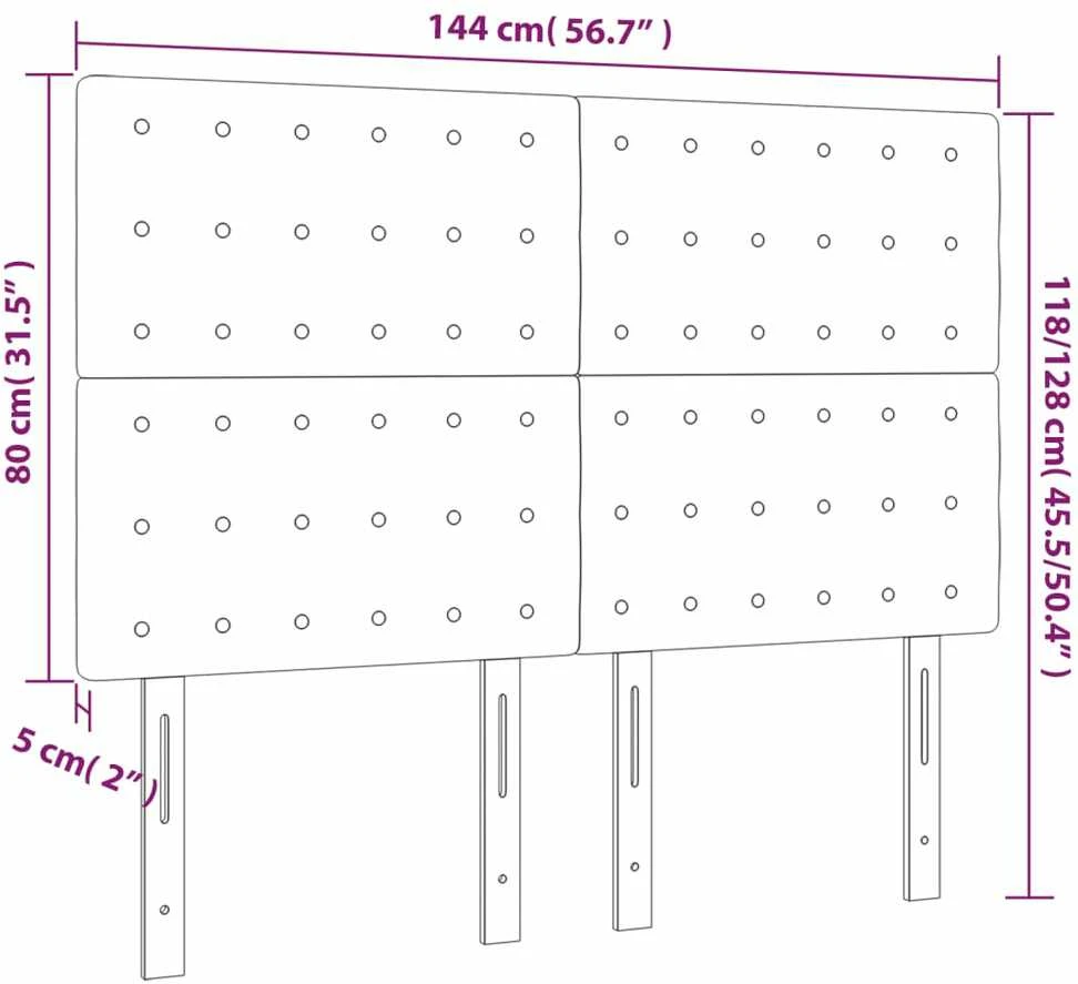 Galvūgalis su LED, tamsiai pilkas, 144x5x118/128cm, aksomas