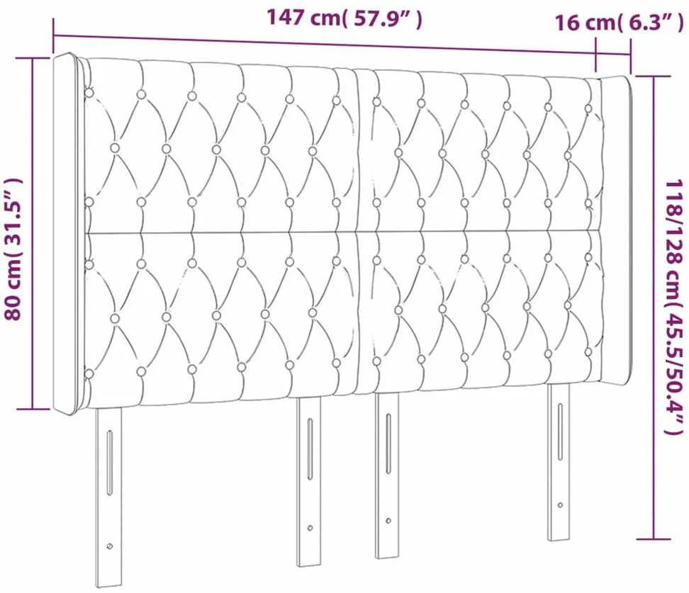 Galvūgalis su LED, tamsiai pilkas, 147x16x118/128cm, audinys