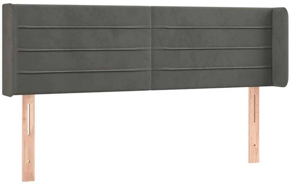 Galvūgalis su LED, tamsiai pilkas, 147x16x78/88cm, aksomas