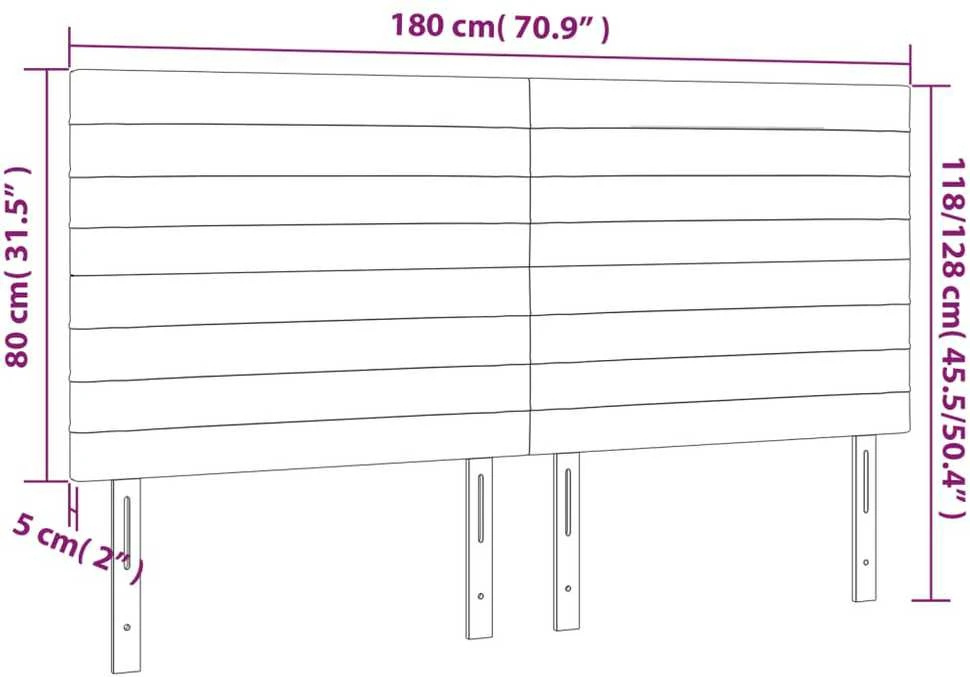 Galvūgalis su LED, tamsiai pilkas, 180x5x118/128cm, audinys