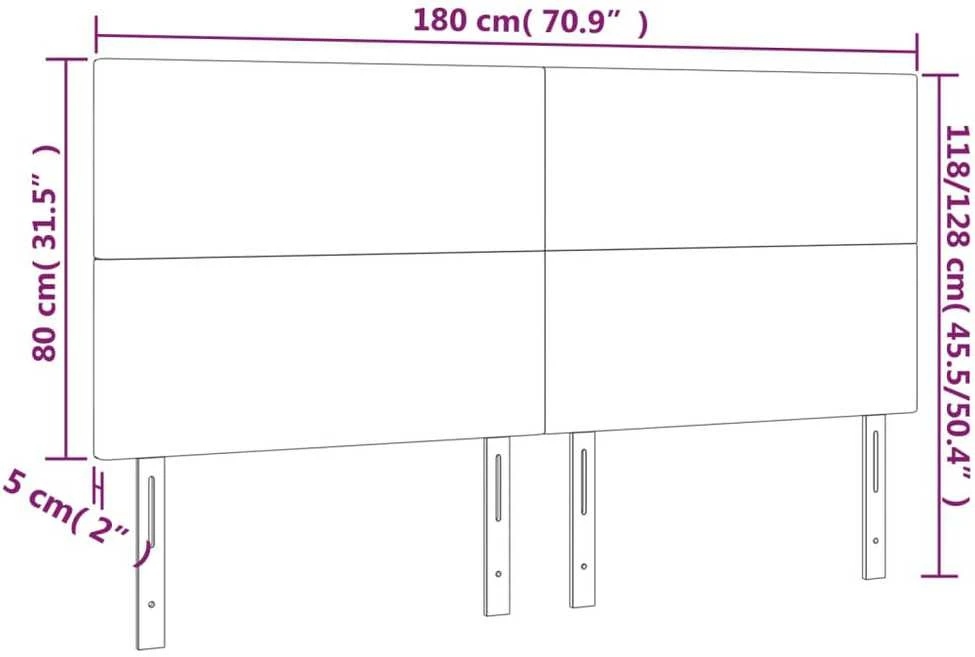 Galvūgalis su LED, tamsiai pilkas, 180x5x118/128cm, audinys