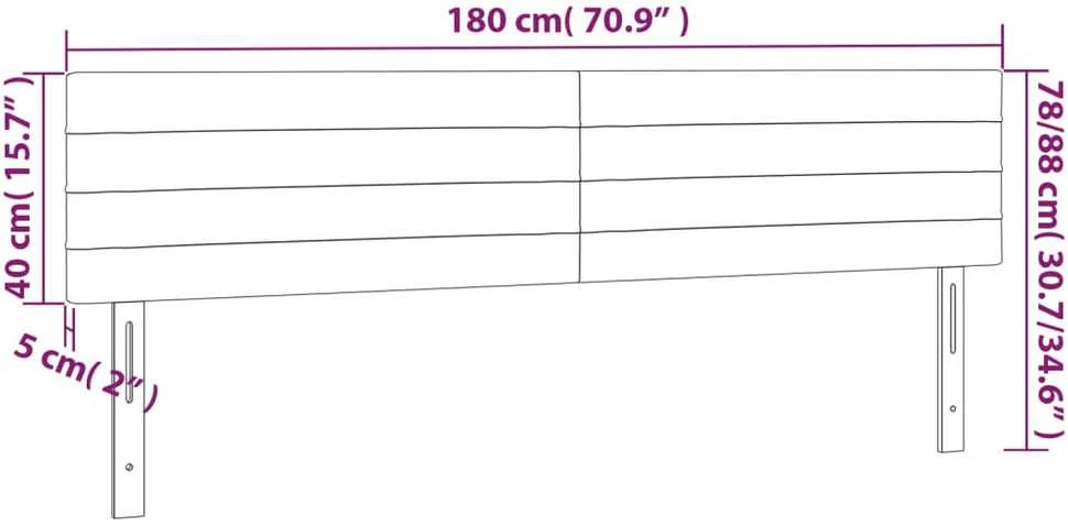 Galvūgalis su LED, tamsiai pilkas, 180x5x78/88cm, audinys