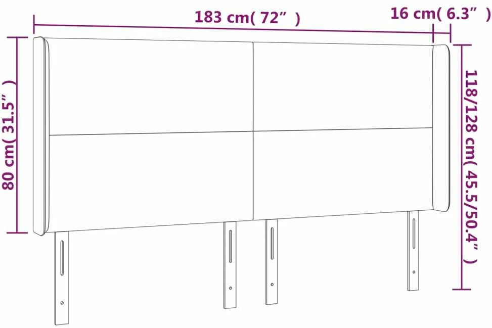 Galvūgalis su LED, tamsiai pilkas, 183x16x118/128cm, audinys
