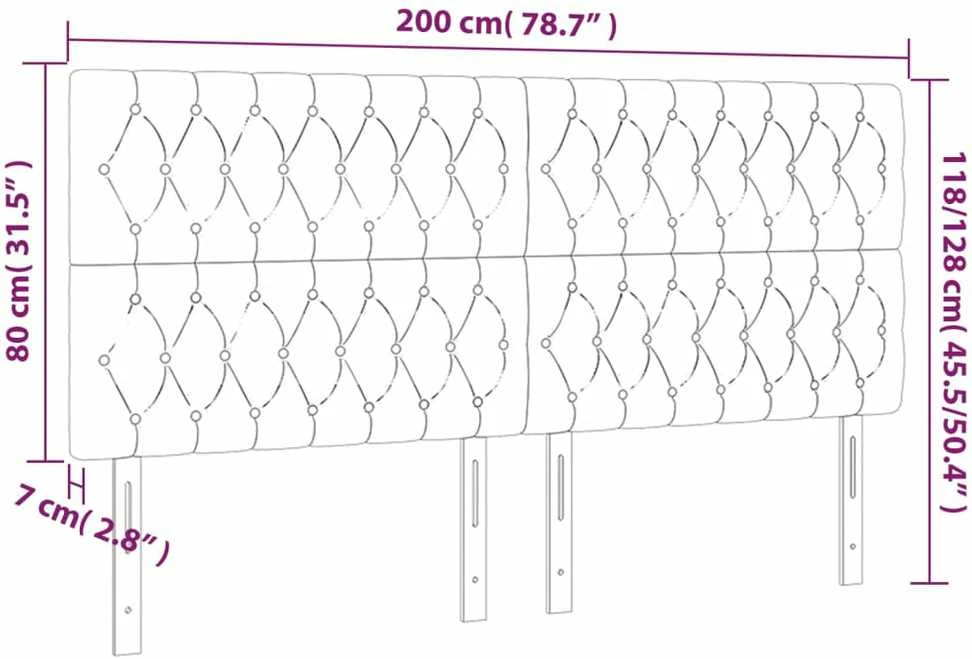 Galvūgalis su LED, tamsiai pilkas, 200x7x118/128cm, audinys