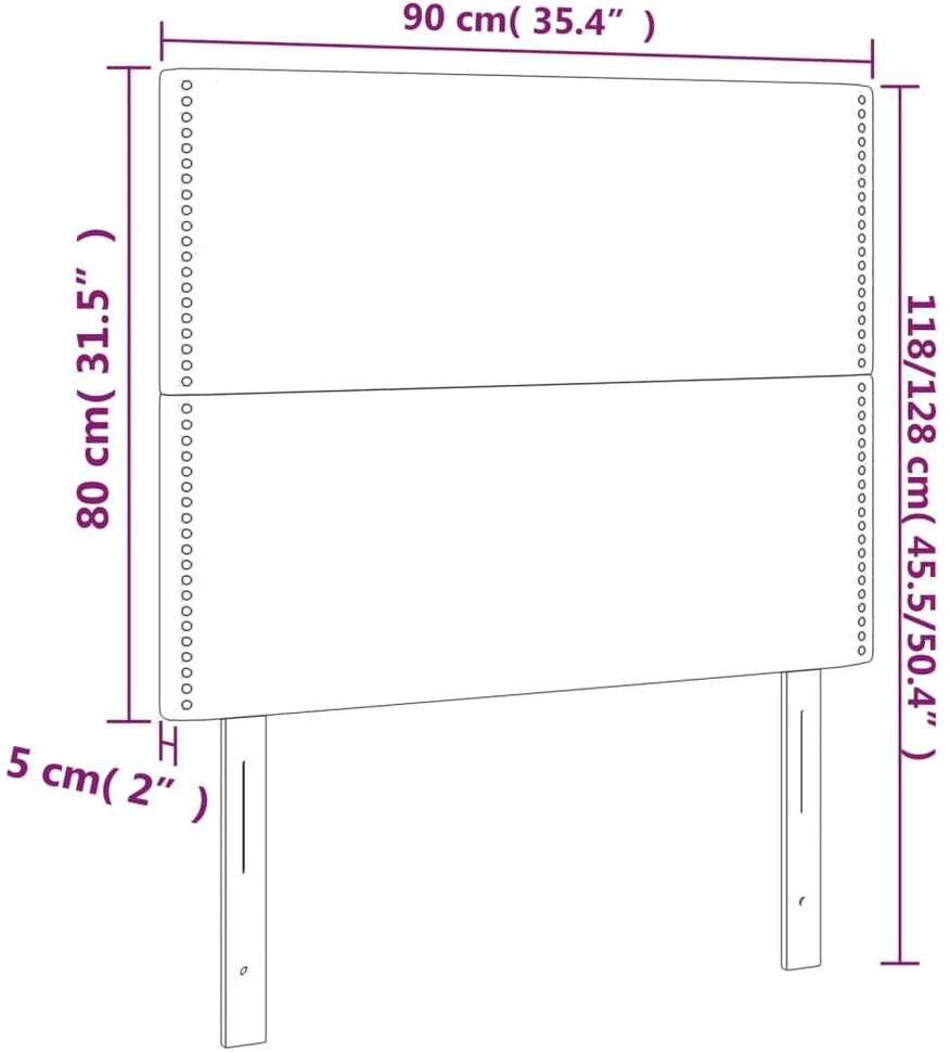 Galvūgalis su LED, tamsiai pilkas, 90x5x118/128cm, aksomas