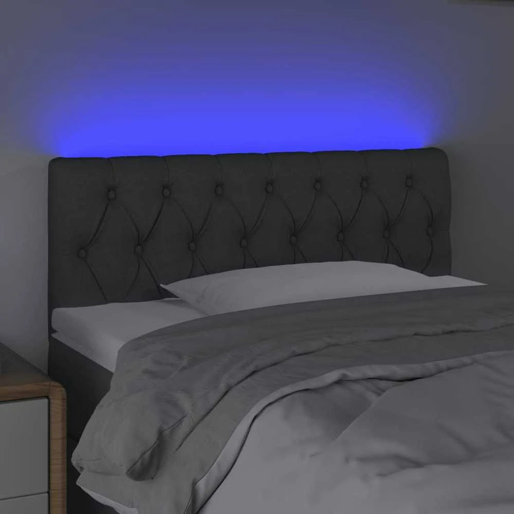 Galvūgalis su LED, tamsiai pilkas, 90x7x78/88cm, audinys