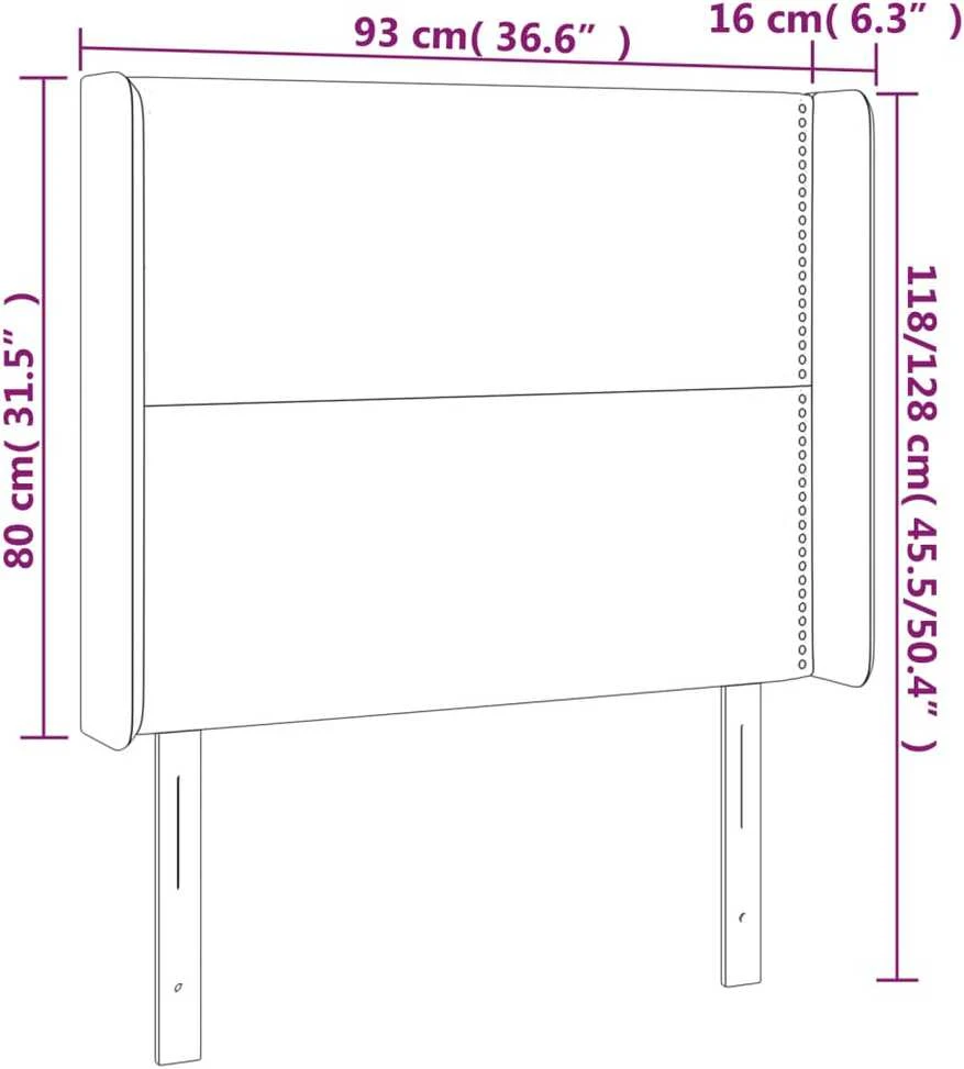 Galvūgalis su LED, tamsiai pilkas, 93x16x118/128cm, audinys