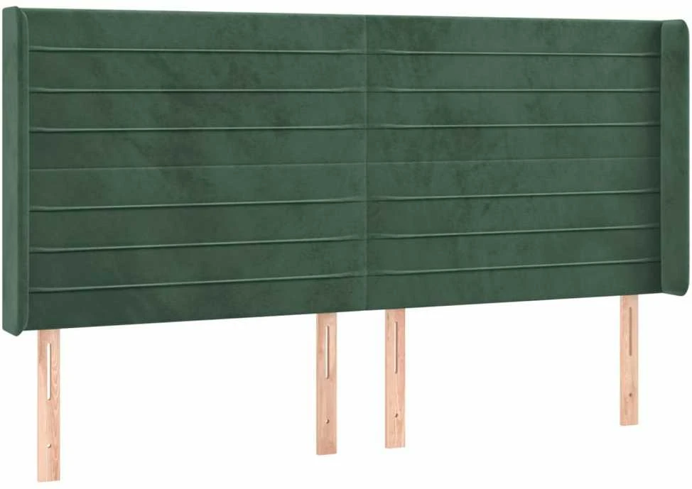 Galvūgalis su LED, tamsiai žalias, 163x16x118/128cm, aksomas