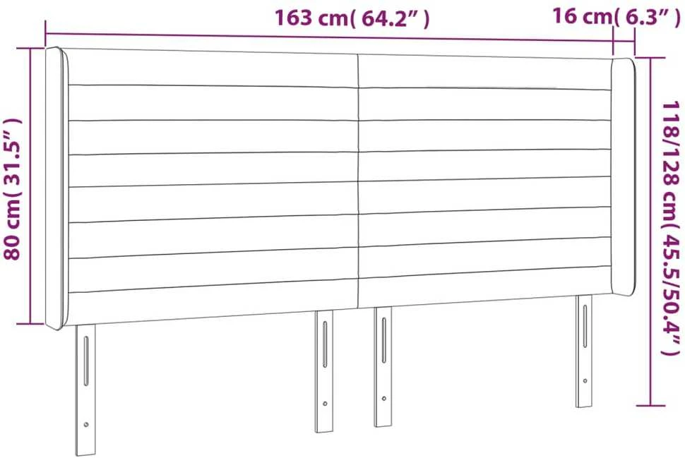 Galvūgalis su LED, tamsiai žalias, 163x16x118/128cm, aksomas