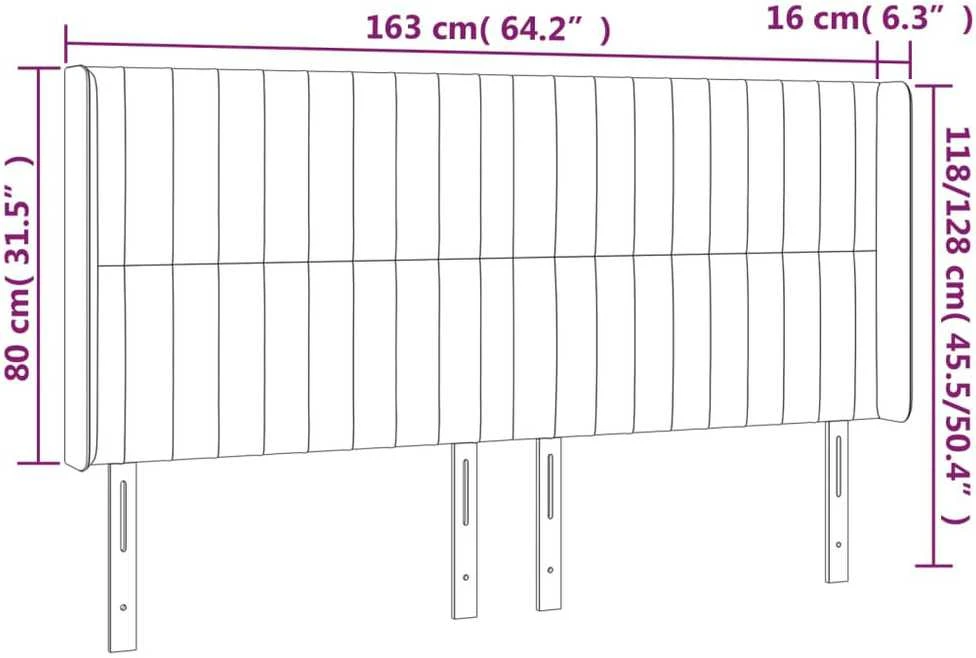 Galvūgalis su LED, tamsiai žalias, 163x16x118/128cm, aksomas