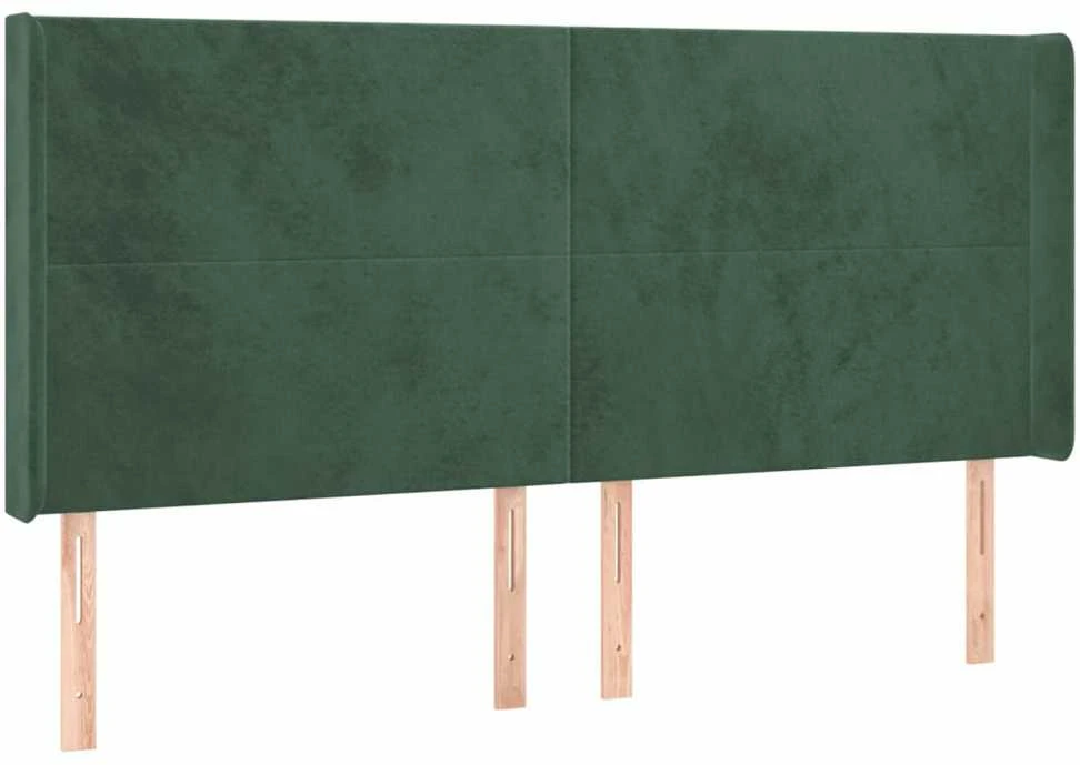 Galvūgalis su LED, tamsiai žalias, 183x16x118/128cm, aksomas