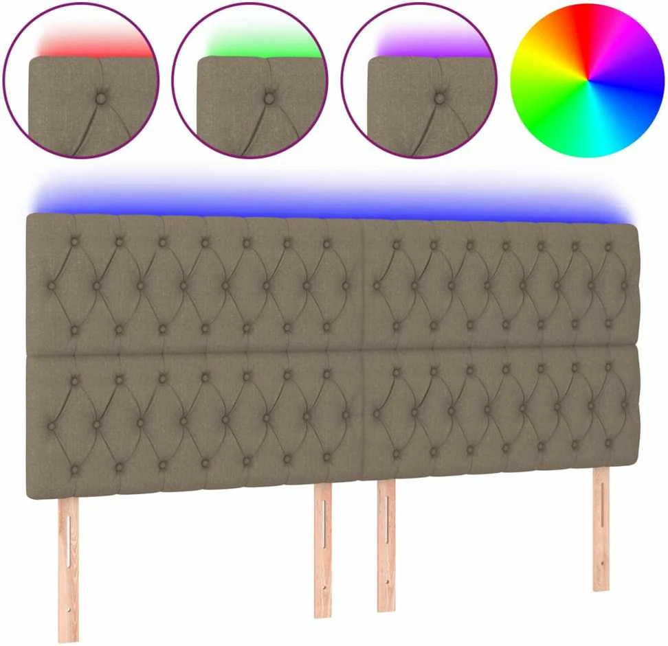 Galvūgalis su LED, taupe spalvos, 180x7x118/128cm, audinys