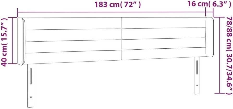 Galvūgalis su LED, taupe spalvos, 183x16x78/88cm, audinys