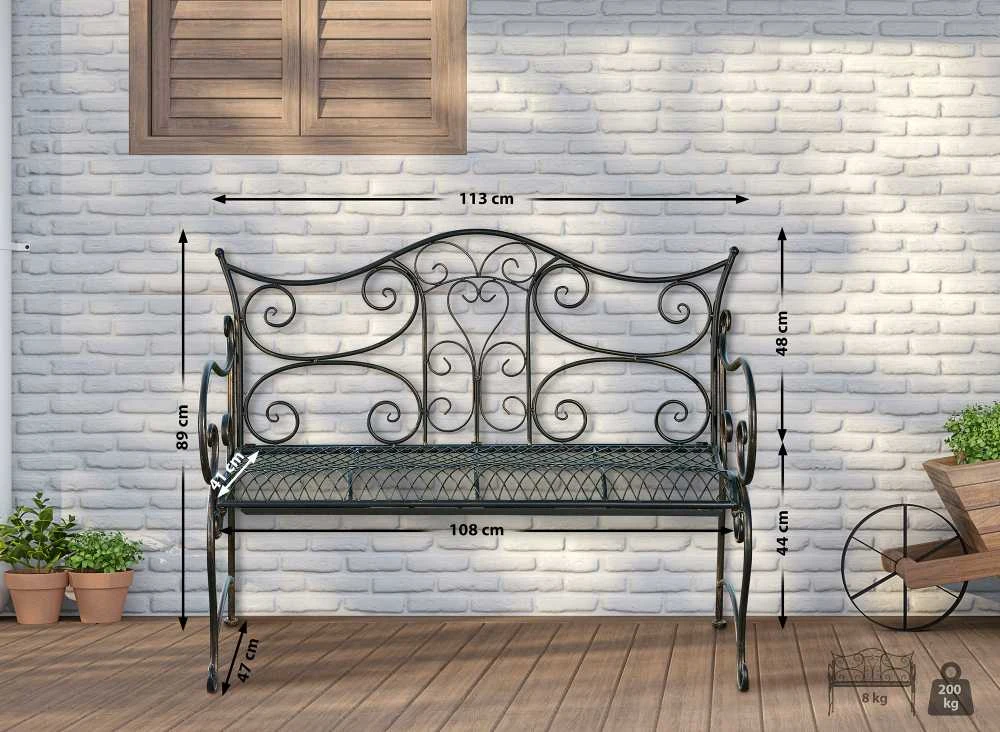 Mville geležinis sodo suolas TARA, 113 x 47 cm bronzos spalvos