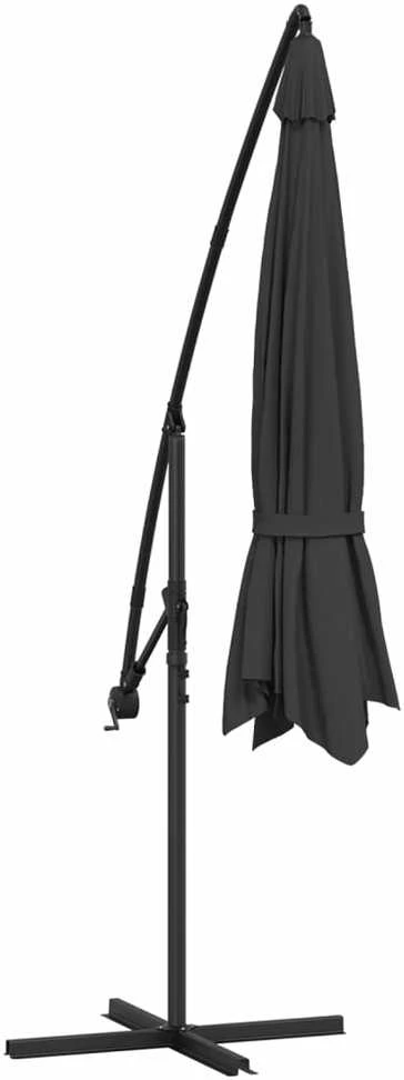Gembinis sodo skėtis su aliuminiu stulpu, juodas, 350cm