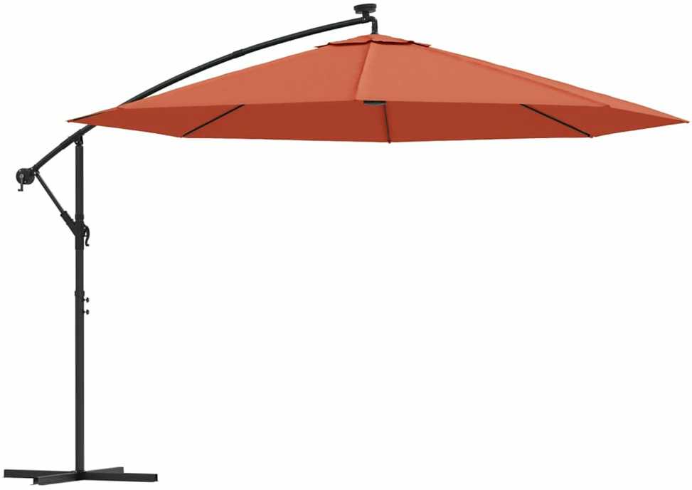 Gembinis sodo skėtis nuo saulės su LED, terakota spalvos, 350cm
