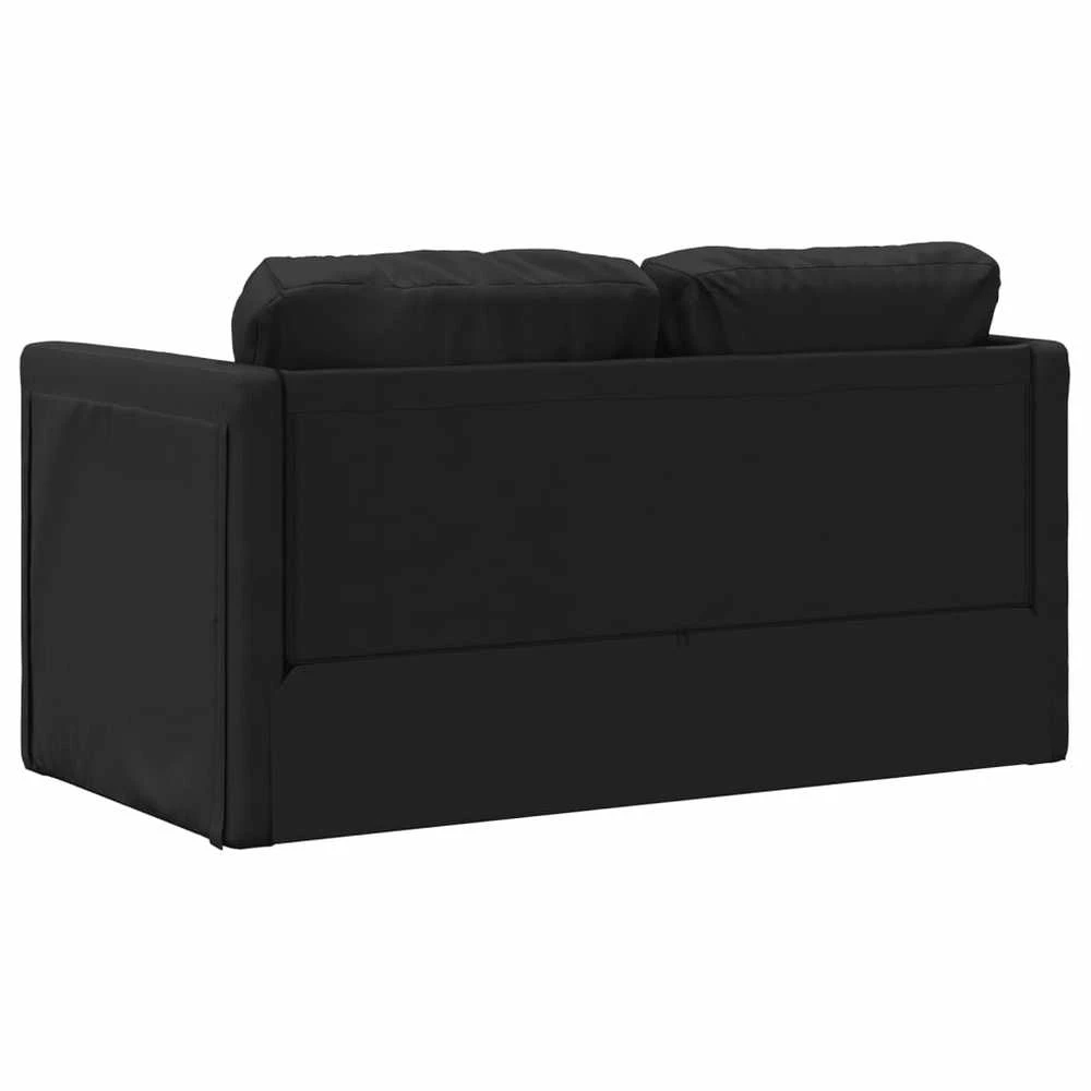 Grindų sofa-lova, 2-1, juoda, 112x174x55cm, dirbtinė oda