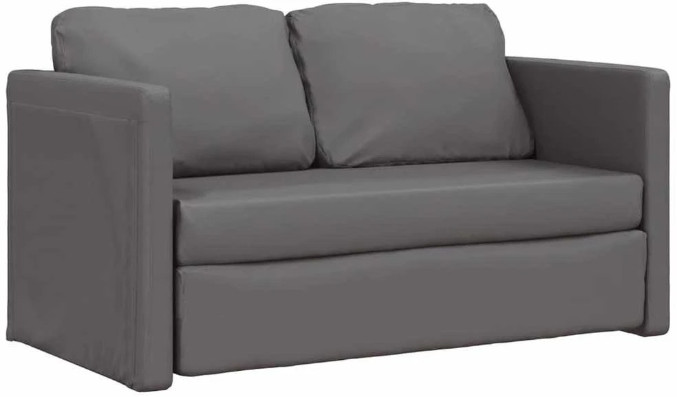 Grindų sofa-lova, 2-1, pilka, 112x174x55cm, dirbtinė oda