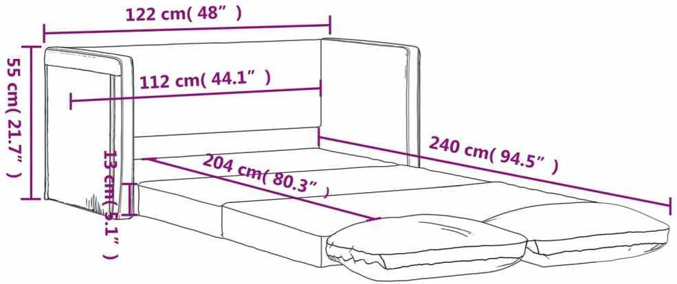 Grindų sofa-lova, 2-1, raudonojo vyno, 122x204x55cm, aksomas
