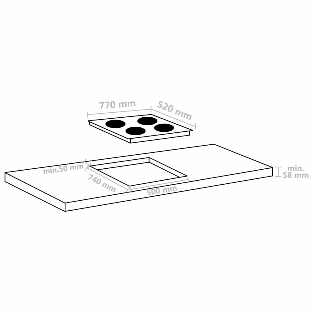 Indukcinė kaitlentė su 4 kaitvietėmis, stiklas, 77cm, 7000W