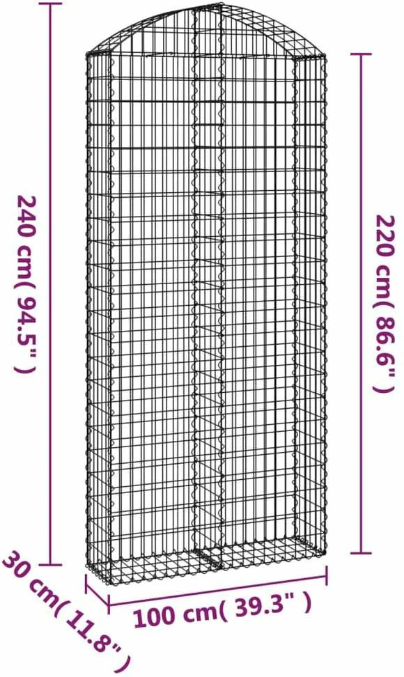 Išlenktas gabiono krepšys, 100x30x220/240 cm, geležis