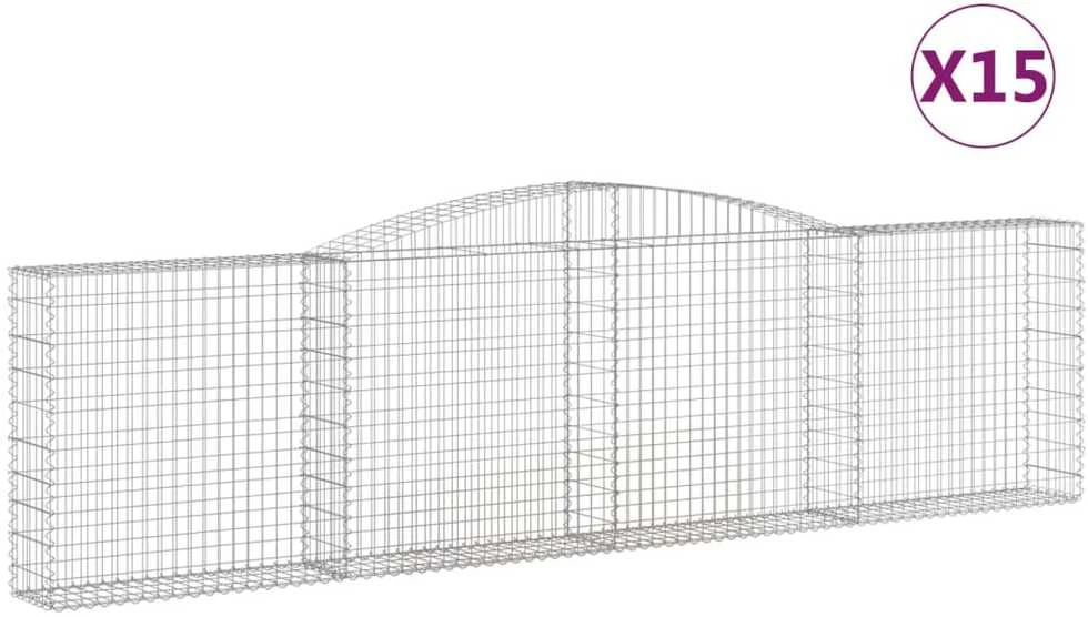 Išlenkti gabiono krepšiai, 15vnt., 400x30x100/120cm, geležis