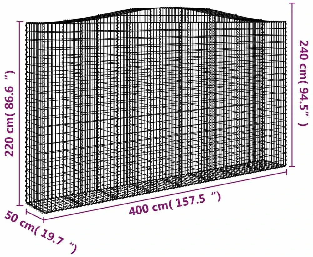 Išlenkti gabiono krepšiai, 2vnt., 400x50x220/240cm, geležis