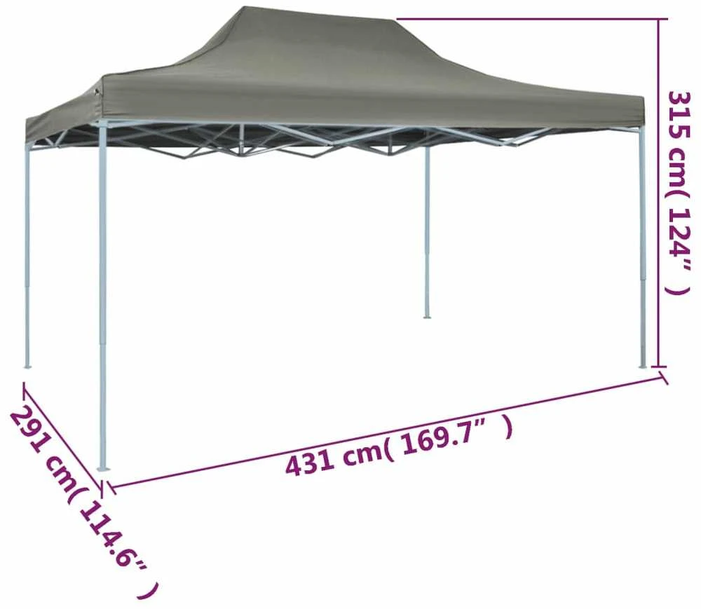 Išskleidžiama palapinė, antracito spalvos, 3x4,5 m