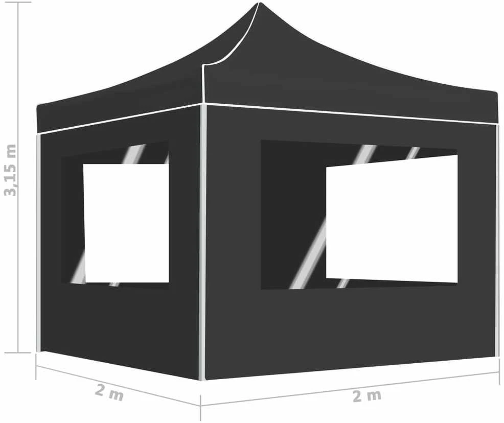 Išskleidžiama palapinė su sienomis, antracito, 2x2m, aliuminis
