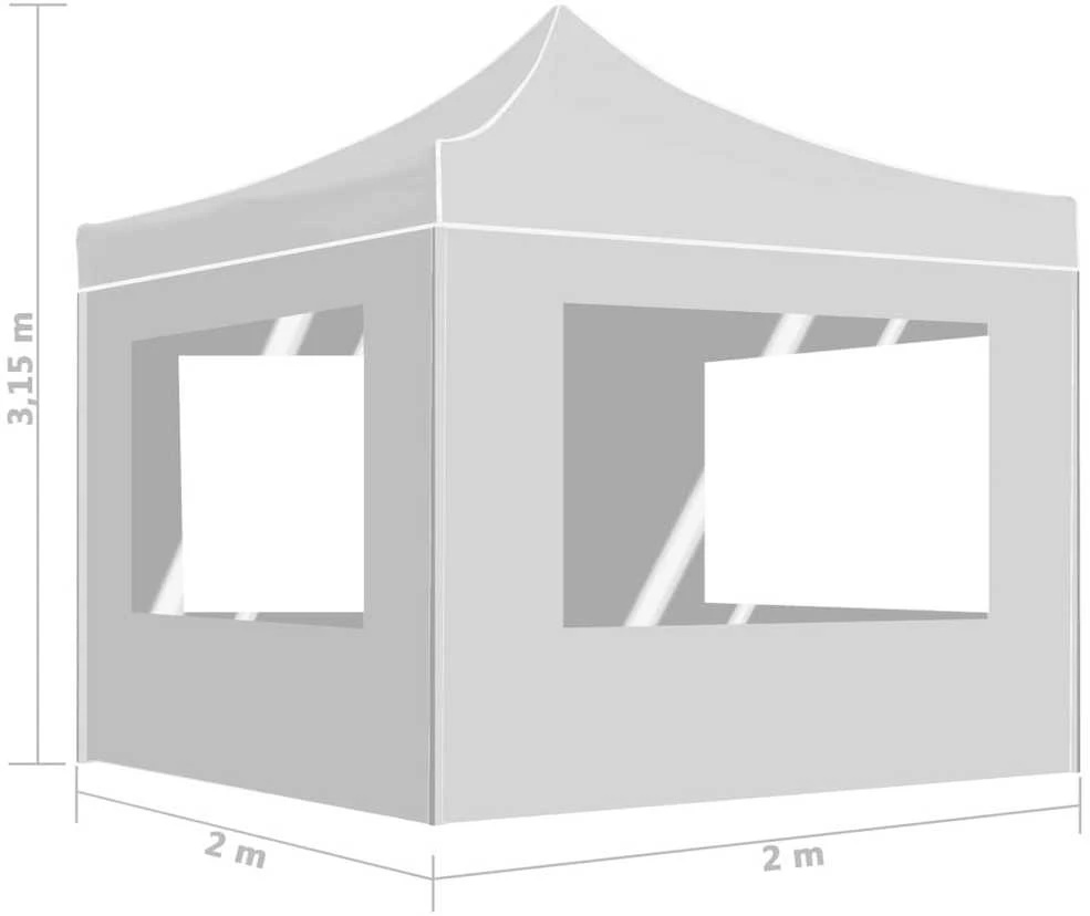 Išskleidžiama palapinė su sienomis, balta, 2x2m, aliuminis
