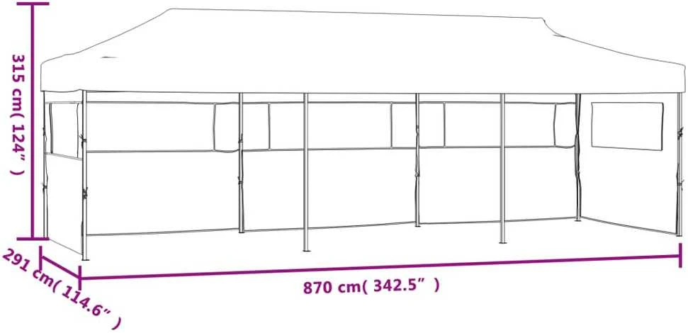 Išskleidžiama proginė palapinė su 5 šon. sien., mėl. sp., 3x9m