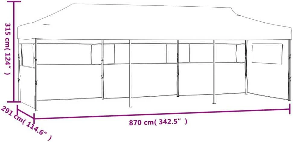 Išskleidžiama proginė palapinė su 5 sienomis, kreminė, 3x9m