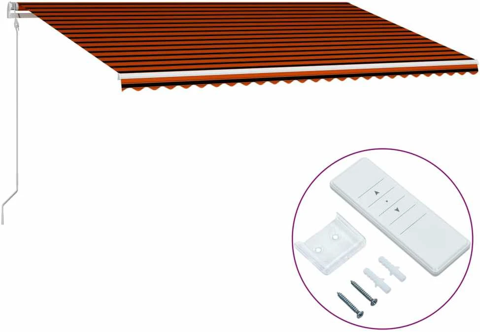 Ištraukiama markizė, oranžinė ir ruda, 600x300cm, automatinė