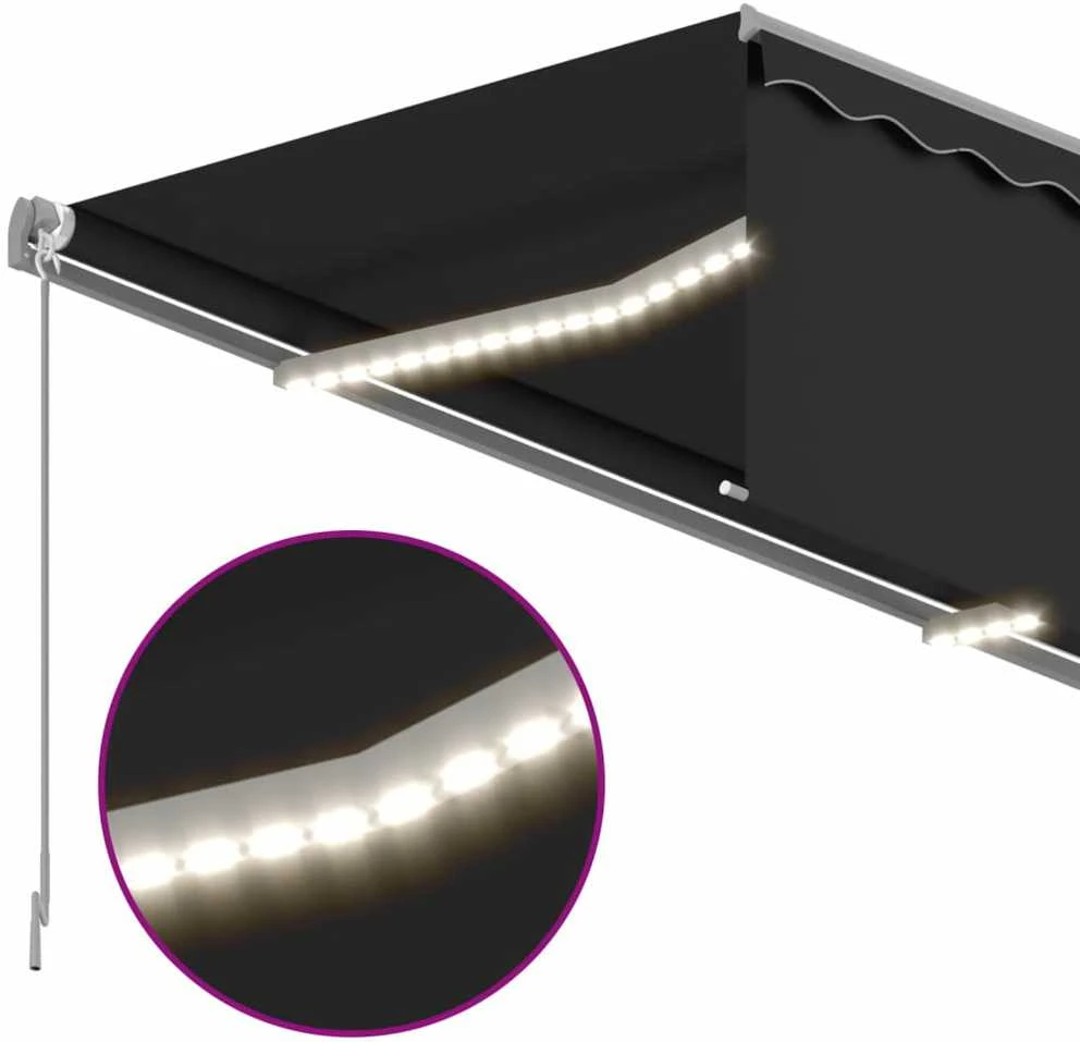 Ištraukiama markizė su uždanga ir LED, antracito, 4x3m
