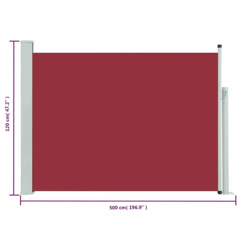 Ištraukiama šoninė kiemo pertvara, raudonos spalvos, 120x500cm