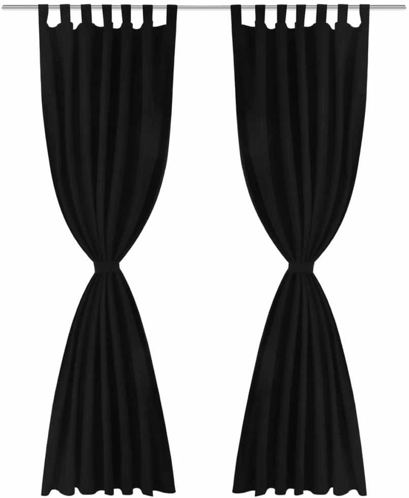 Juodos Užuolaidos su Kilpomis 140 x 225 cm, 2 vnt., Mikro Satinas