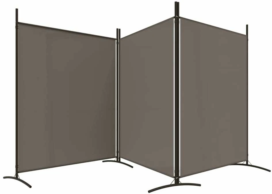 Kambario pertvara, 3 dalių, antracito, 525x180cm, audinys