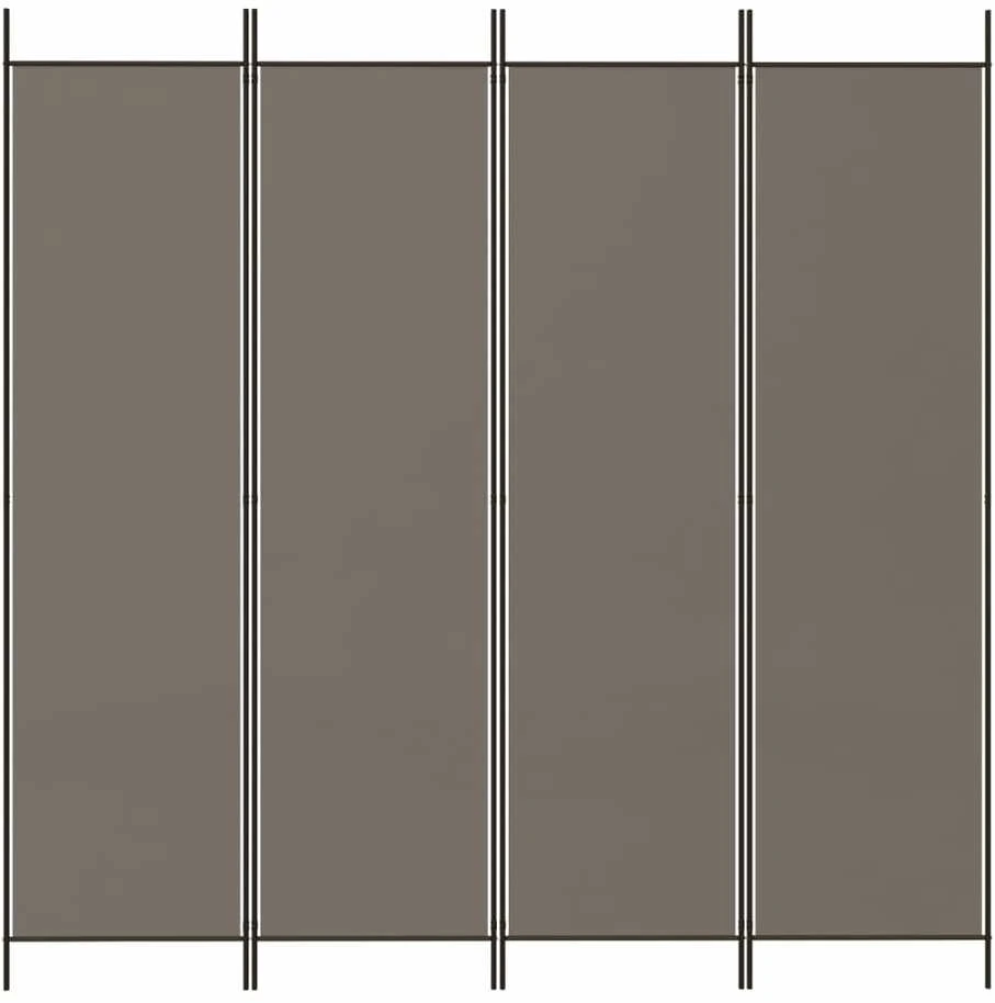 Kambario pertvara, 4 dalių, antracito, 200x220cm, audinys