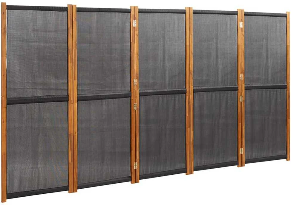 Kambario pertvara, 5 dalių, juodos spalvos, 350x180cm