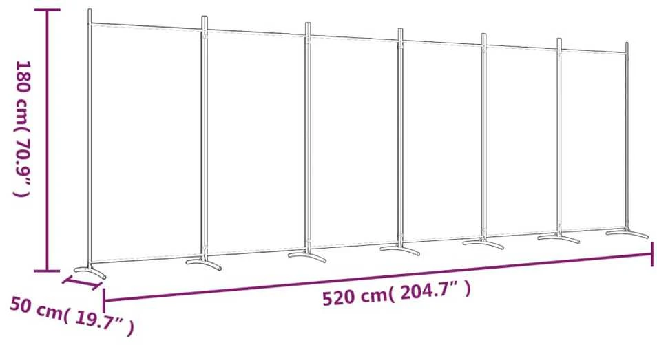 Kambario pertvara, 6 dalių, antracito, 520x180cm, audinys