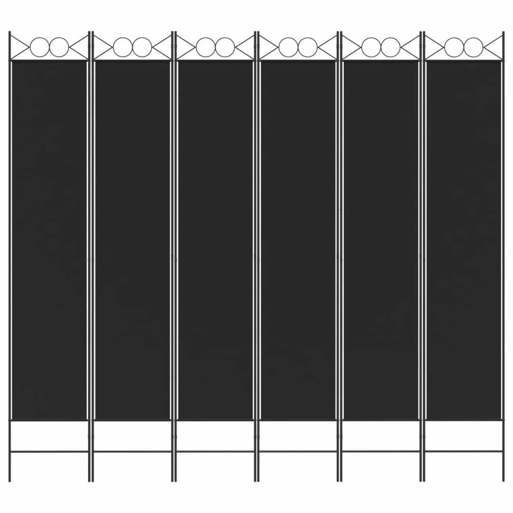 Kambario pertvara, 6 dalių, juodos spalvos, 240x220cm, audinys