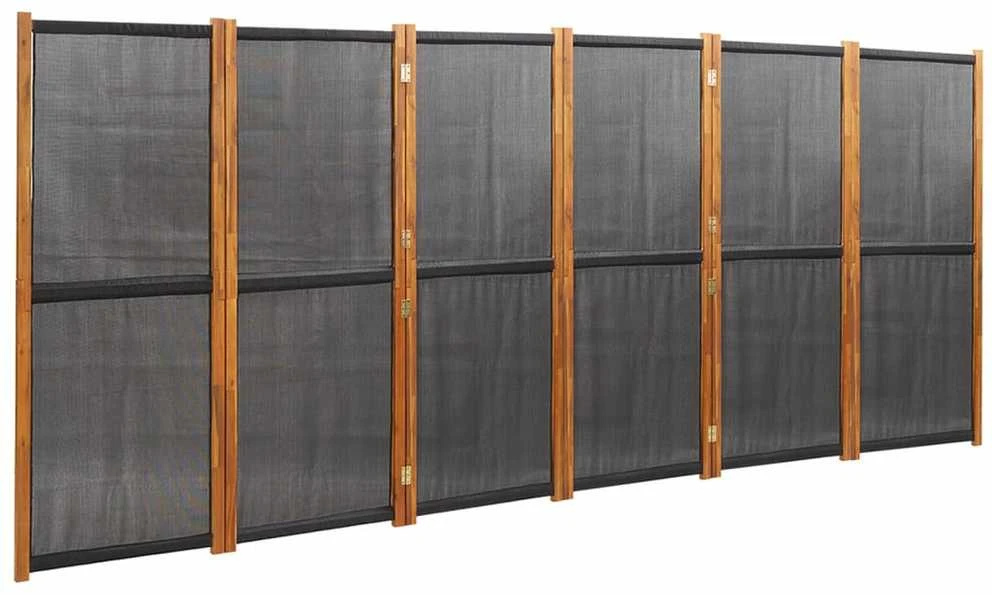 Kambario pertvara, 6 dalių, juodos spalvos, 420x180cm